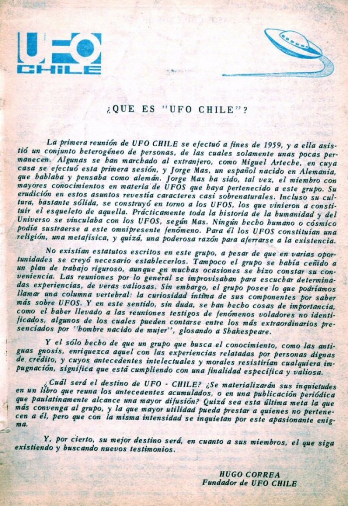 UFO Chile No. 1 page 1, August 1967