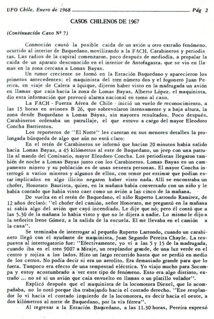 UFO Chile N° 3, page 2, janvier 1968