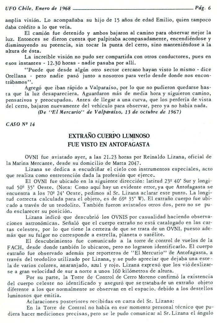 UFO Chile No. 3, page 6, January 1968