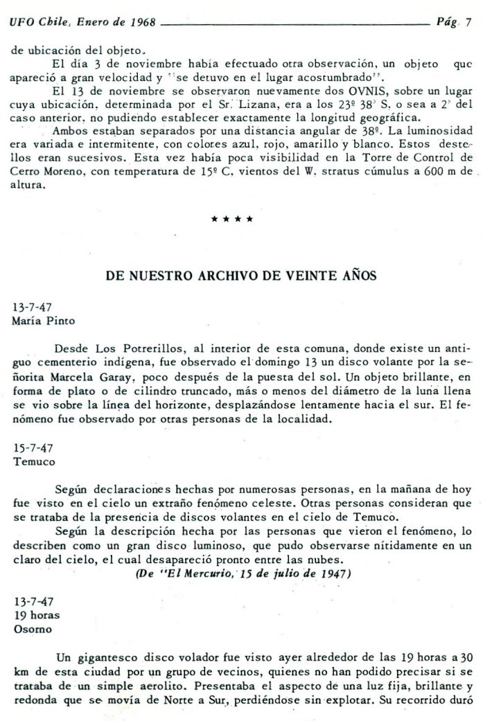 UFO Chile N° 3, page 7, janvier 1968