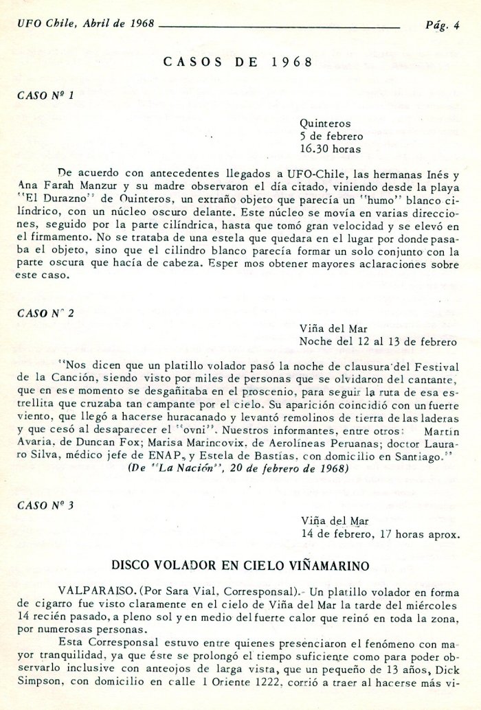 UFO Chile No. 4, page 3, April 1968