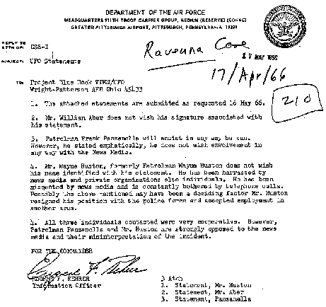 Lettre de l'USAF