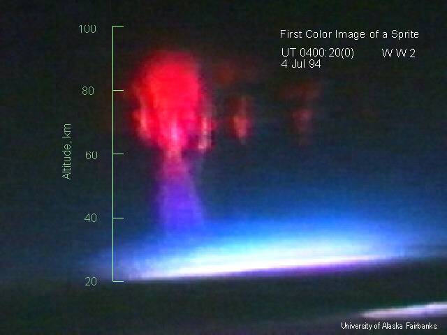 Sprite seen from NASA jet, 1994